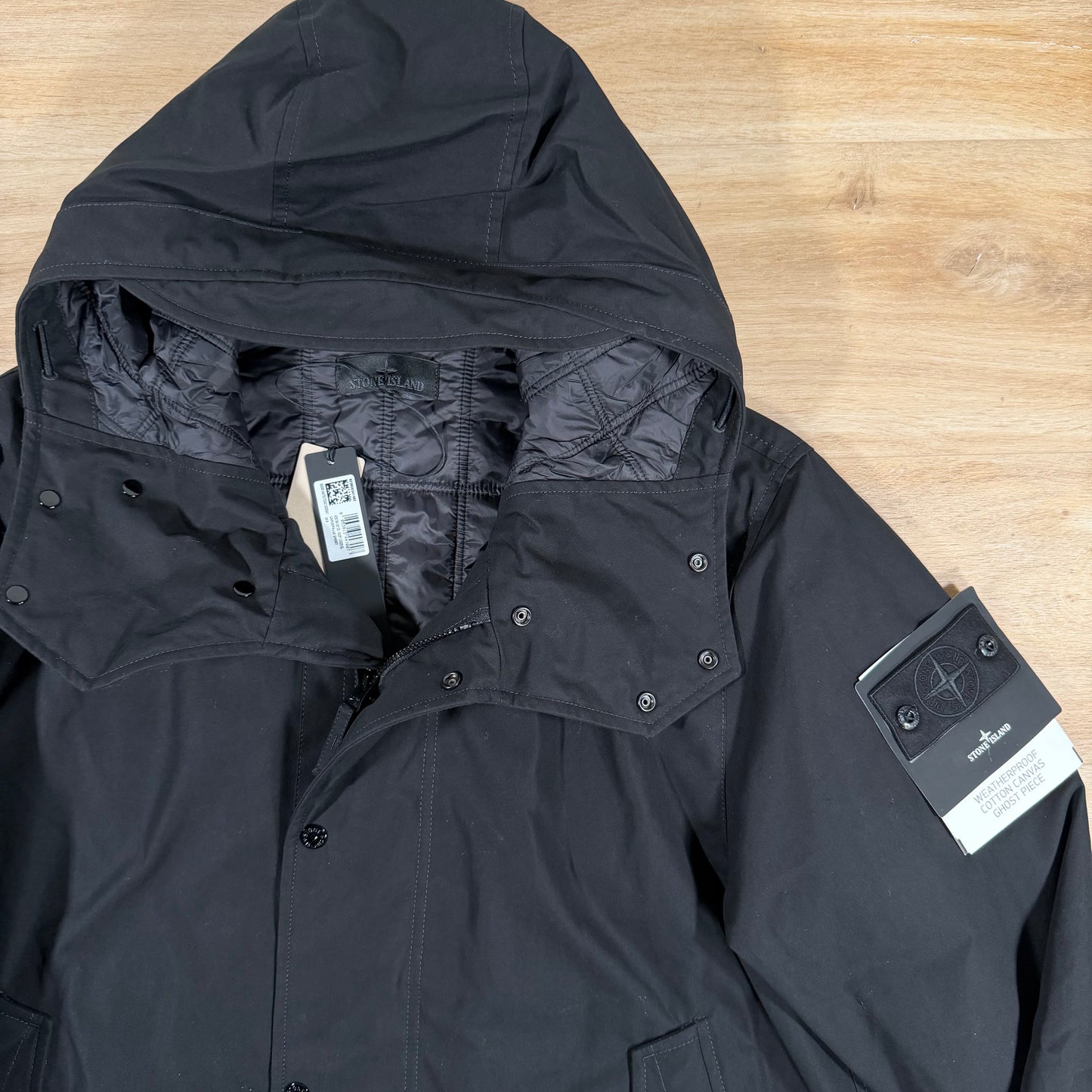 Stone Island Ghost Weatherproof Cotton Canvas Parka in Black