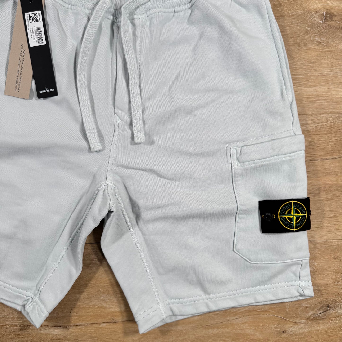 Stone Island Organic Cotton Fleece Shorts in Sky Blue