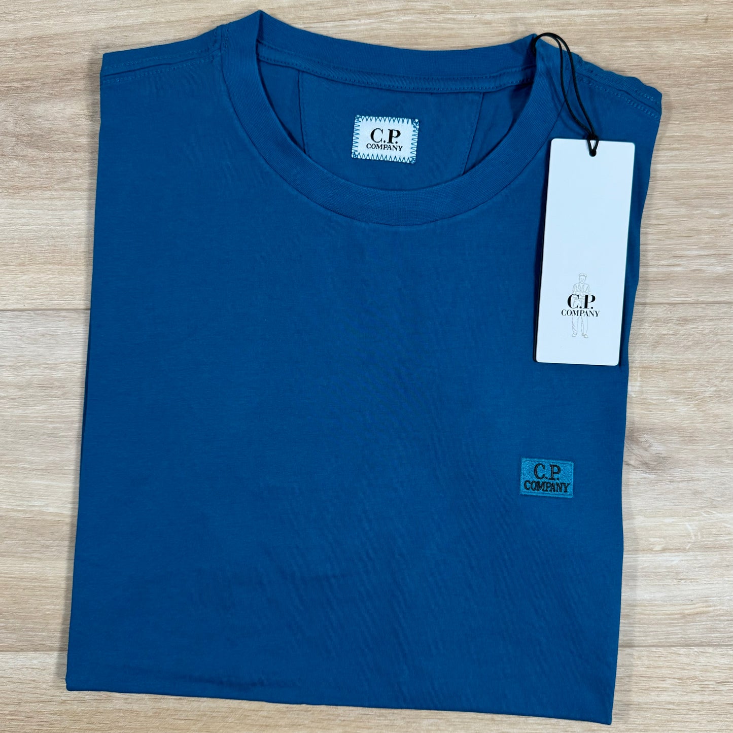 C.P. Company Embroidered Logo T-Shirt in Ink Blue