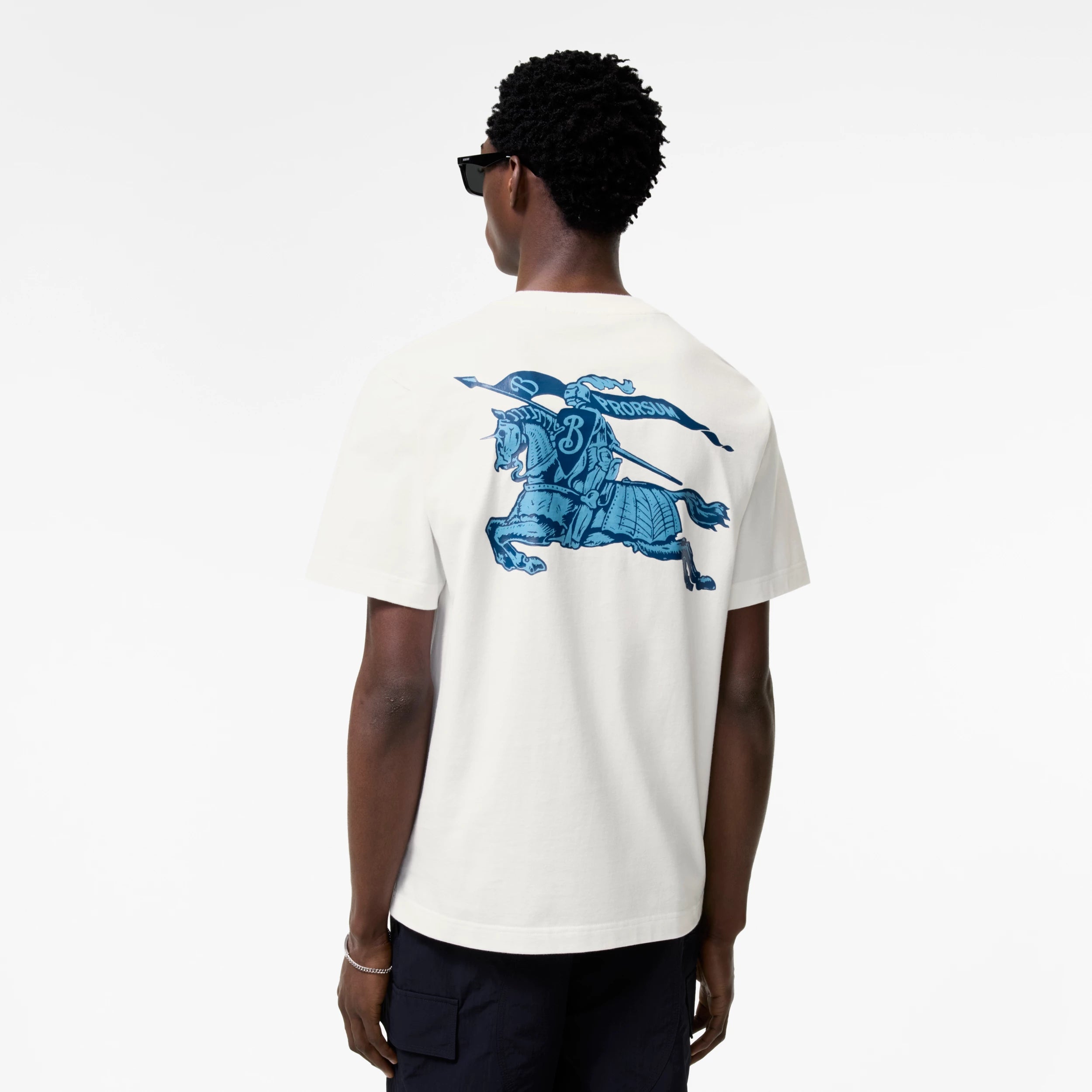 Burberry Heritage Logo Cotton T-Shirt in Chalk White