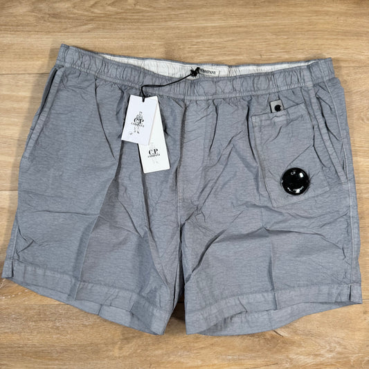 C.P. Company Flatt Nylon Lens Swim Shorts in Limestone - Grey