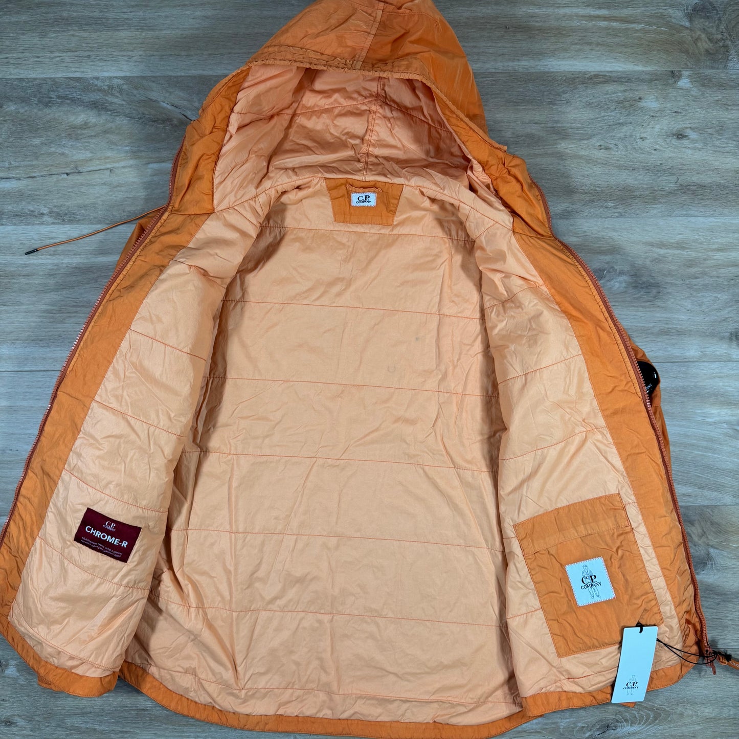 C.P. Company Chrome-R Hooded Zipped Lens Overshirt in Russet Orange