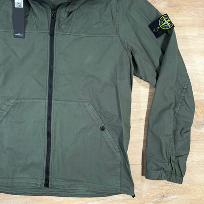 Stone Island Supima Twill Stretch-TC Hooded Overshirt in Musk