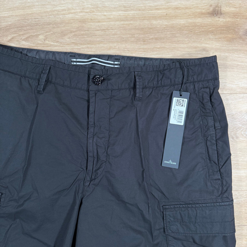 Stone Island Stretch Cotton Tela 'Paracadute' Cargo Bermuda Shorts in Black