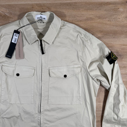 Stone Island Organic Stretch Cotton Overshirt in Sand