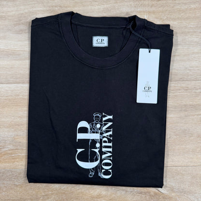 C.P. Company Vertical Logo T-Shirt in Black
