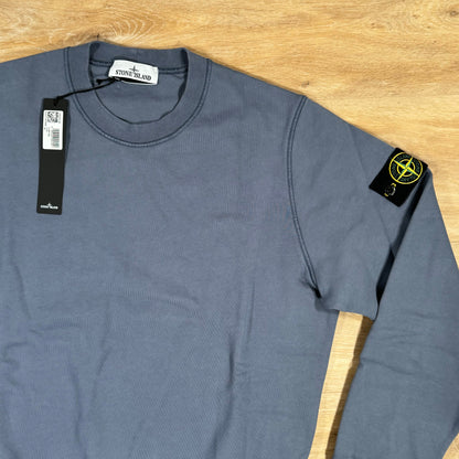 Stone Island Garment Dyed Crewneck Sweatshirt in Mid Blue