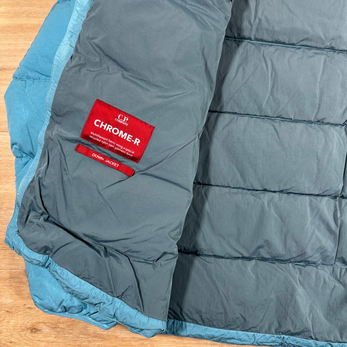 C.P. Company Chrome-R Goggle Down Jacket in Aegean Blue