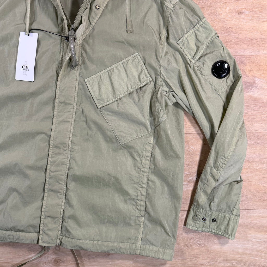 C.P. Company Chrome-R Hooded Lens Overshirt in Moss Gray - Green
