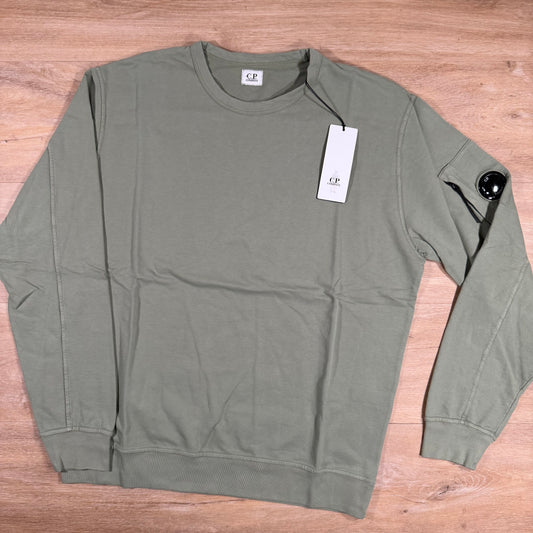 C.P. Company Light Fleece Crewneck Lens Sweatshirt in Seagrass - Green