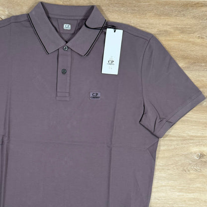 C.P. Company Stretch Piquet Striped Collar Polo Shirt in Purple Dove