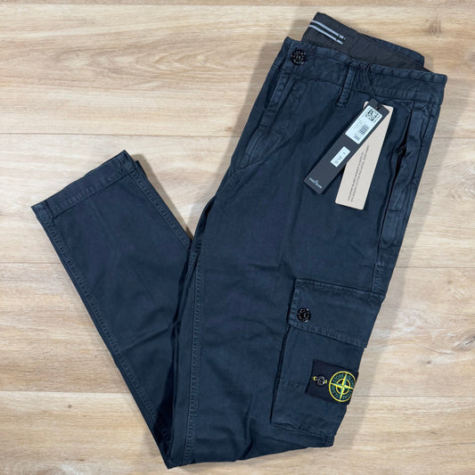 Stone Island Brushed Old Effect Cargo Trousers in Navy