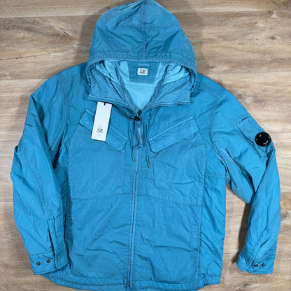 C.P. Company Chrome-R Hooded Zipped Lens Overshirt in Aegean Blue