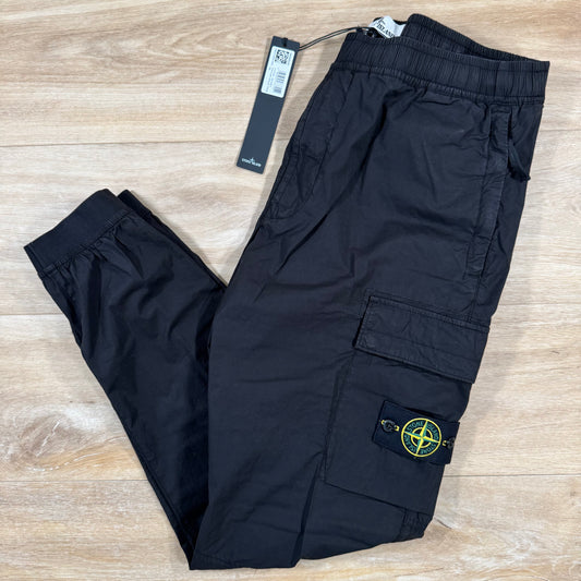 Stone Island Stretch Cotton Tela Cargo Pants in Black