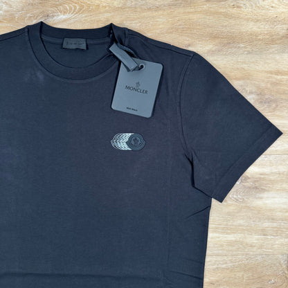 Moncler Faded Logo Motif Cotton T-Shirt in Black