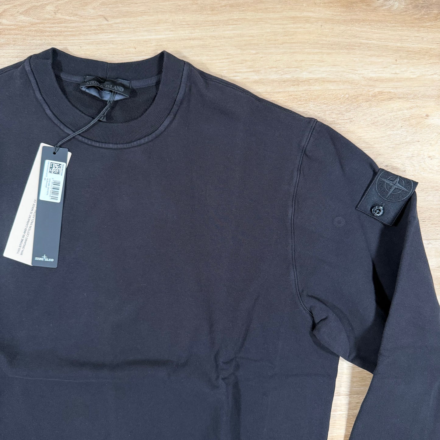 Stone Island Ghost Stretch Cotton Fleece Crewneck Sweatshirt in Black