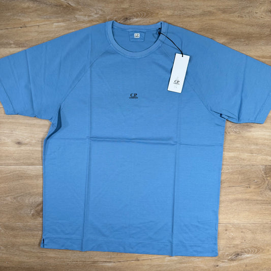 C.P. Company Micronet Jersey Raglan Logo T-Shirt in Pacific Coast - Light Blue