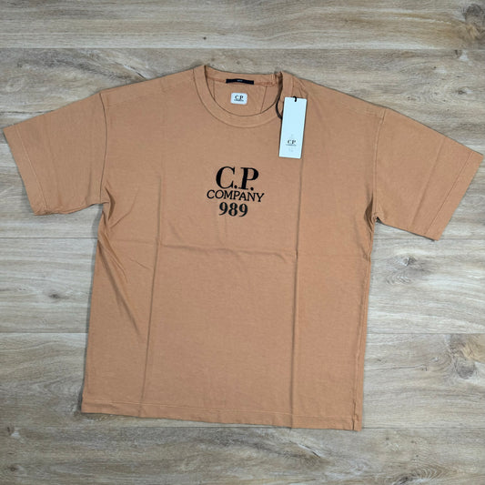 C.P Company Boxy Logo T-Shirt in Pastry Shell