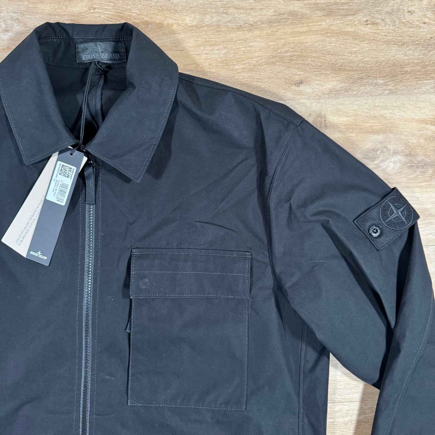 Stone Island Ghost Weatherproof Cotton Canvas Overshirt in Black
