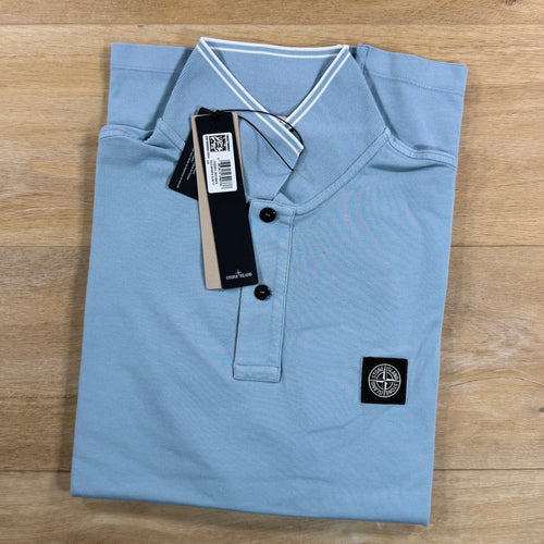 Stone Island Patch Logo Polo Shirt in Dust Blue