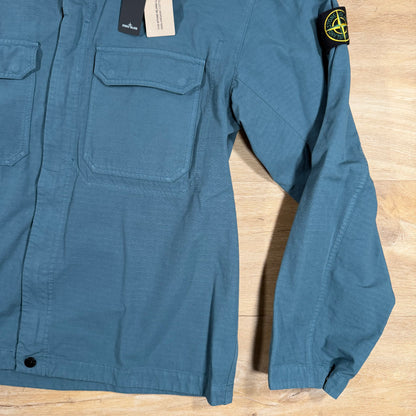 Stone Island Organic Cotton Ripstop Overshirt in Dark Teal Green