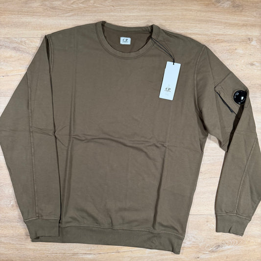 C.P. Company Light Fleece Crewneck Lens Sweatshirt in Ivy Green