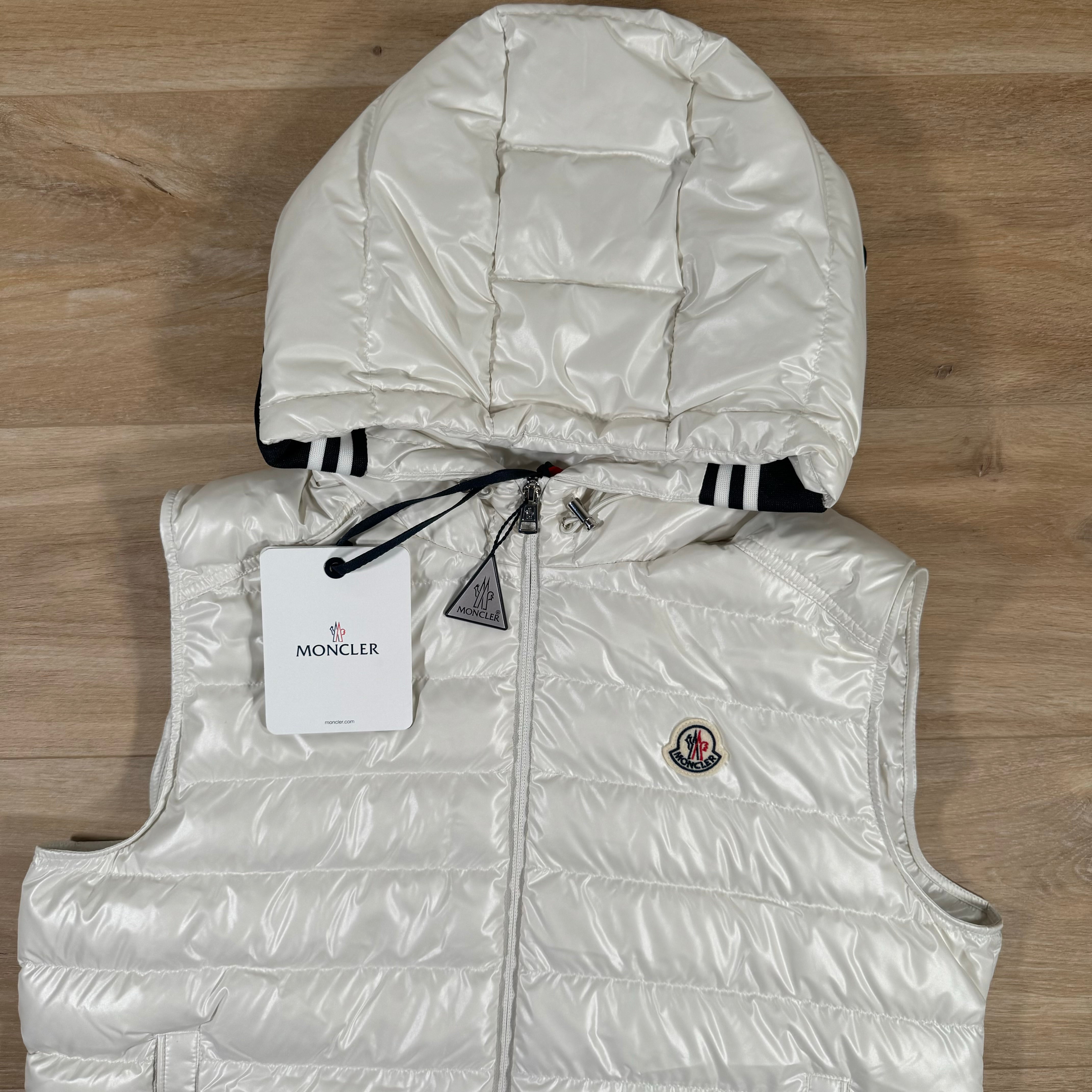 Moncler white gilet best sale