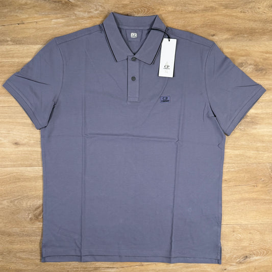 C.P. Company Stretch Piquet Striped Collar Polo Shirt in Lavender Violet