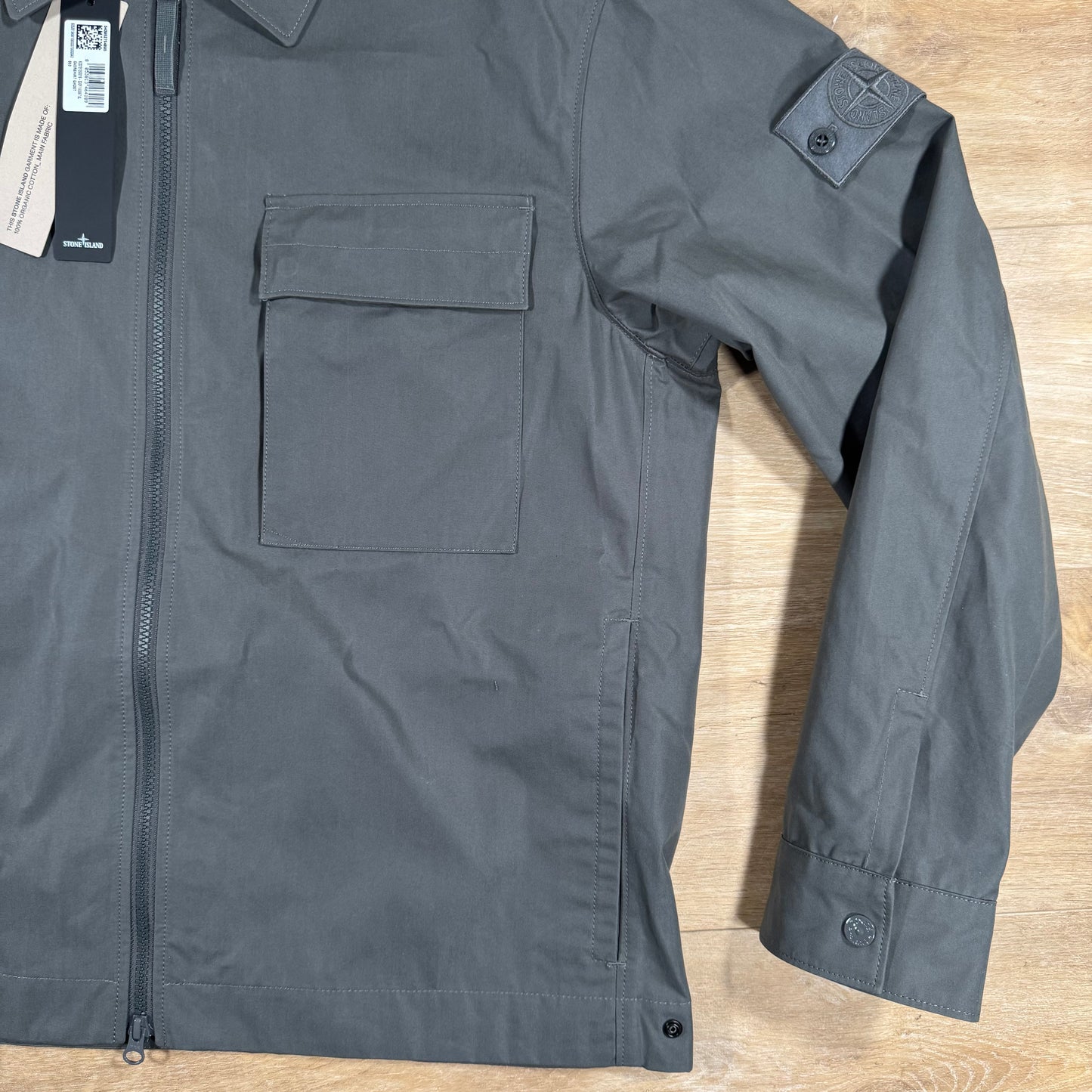 Stone Island Ghost Weatherproof Cotton Canvas Overshirt in Dark Grey
