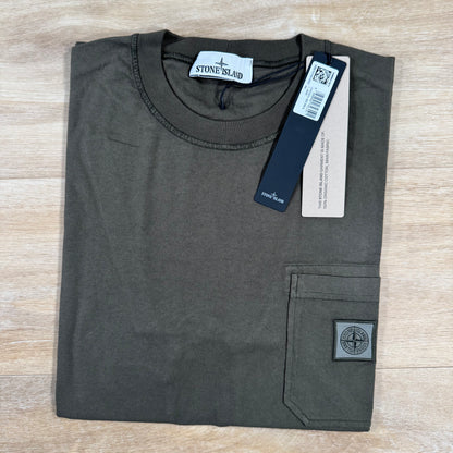 Stone Island Organic Cotton Fissato Effect T-Shirt in Military Green