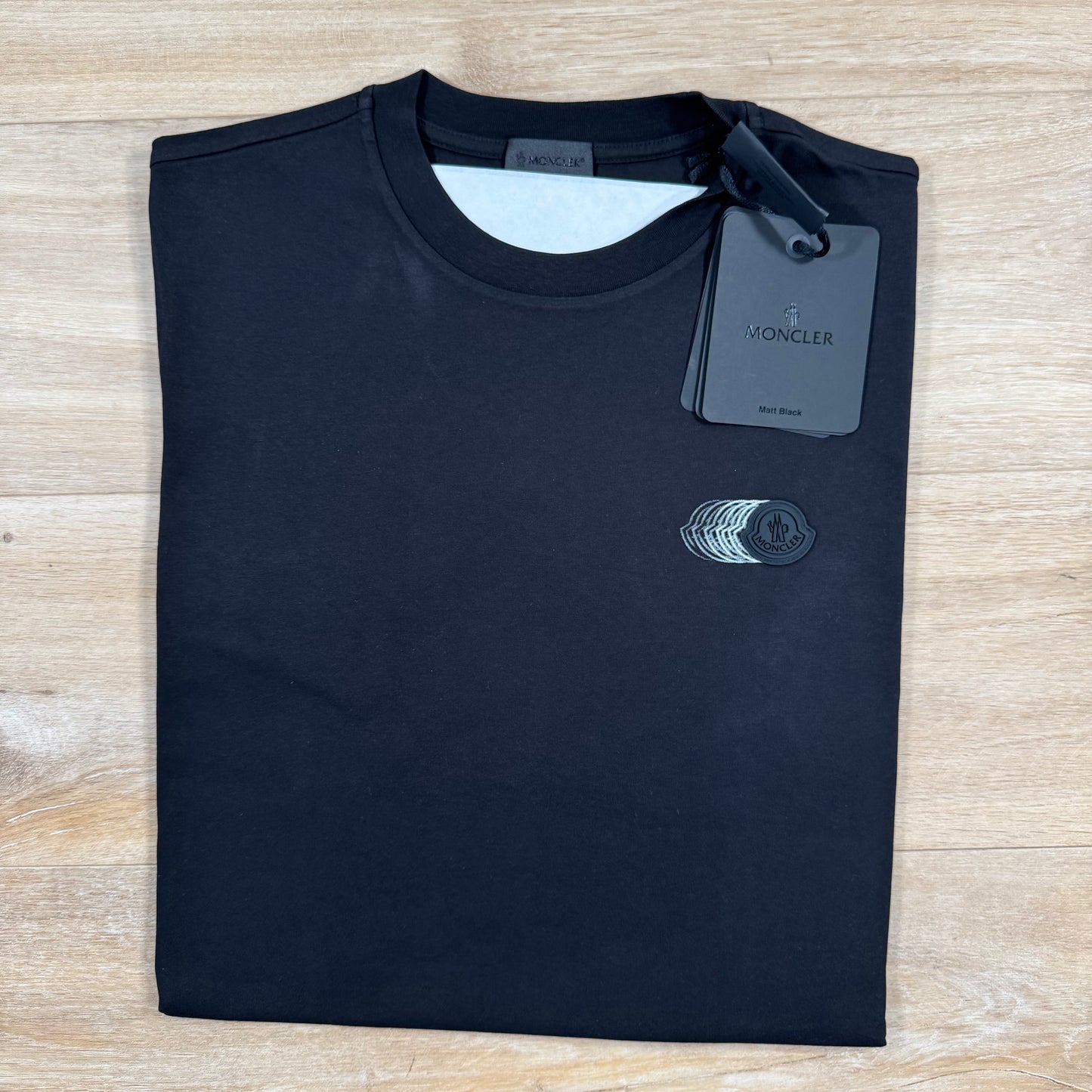 Moncler Faded Logo Motif Cotton T-Shirt in Black