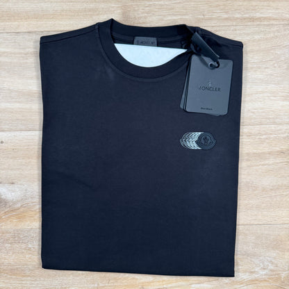 Moncler Faded Logo Motif Cotton T-Shirt in Black