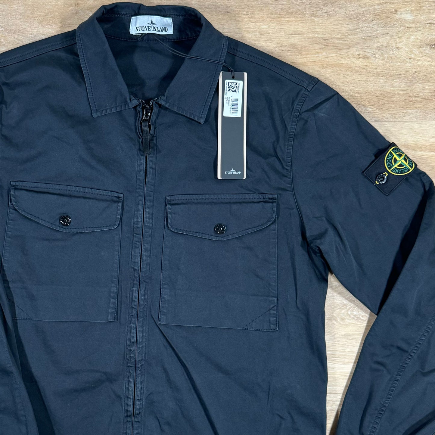 Stone Island 2 Pocket Garment Dyed Overshirt in Navy