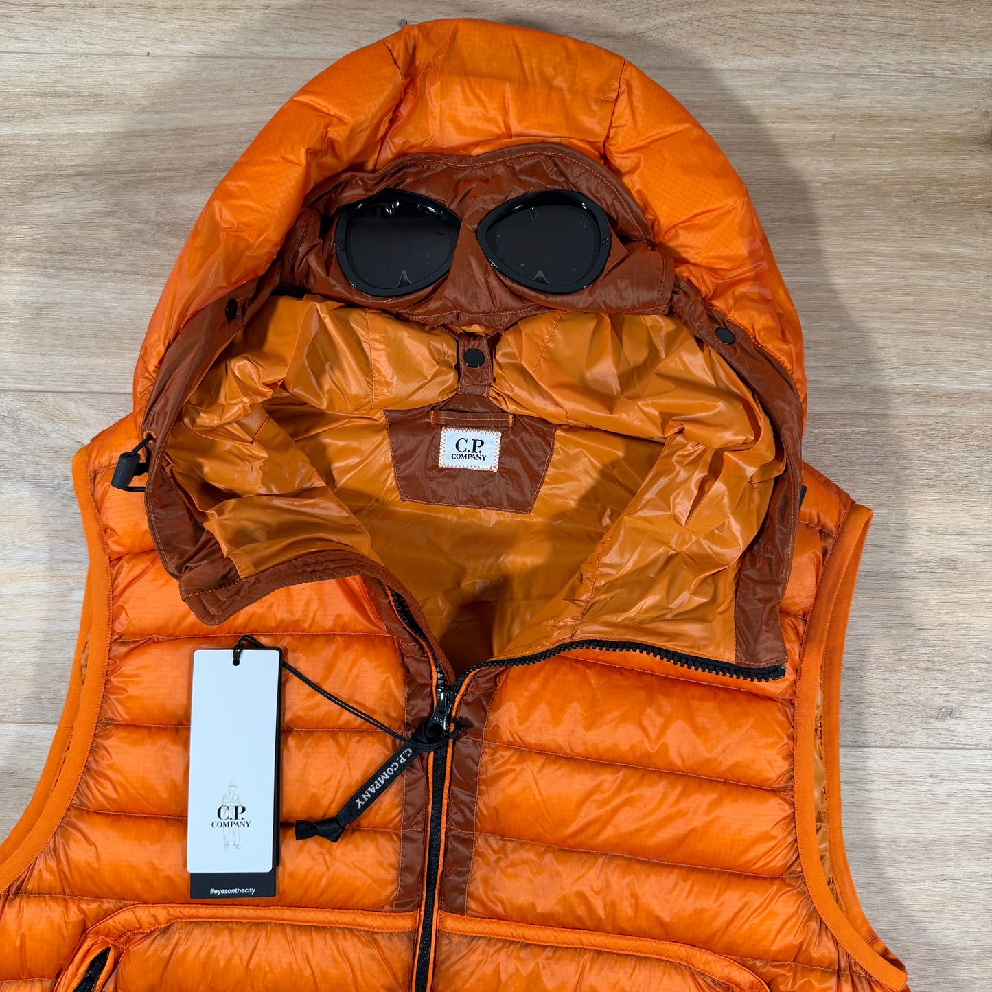 C.P. Company D.D. Shell Goggle Down Gilet in Russet Orange