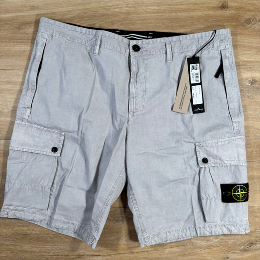 Stone Island Supima Twill Stretch-TC Cargo Bermuda Shorts in Pearl Grey