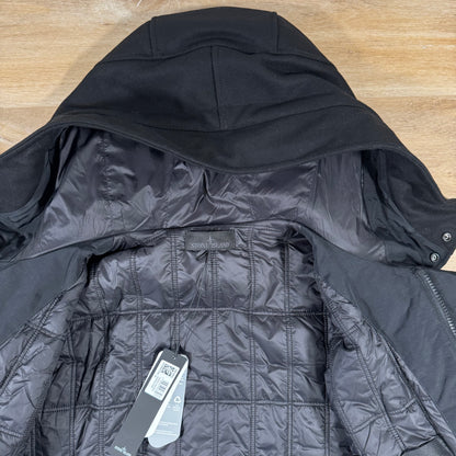 Stone Island Ghost Wool Nylon Flannel Parka in Black