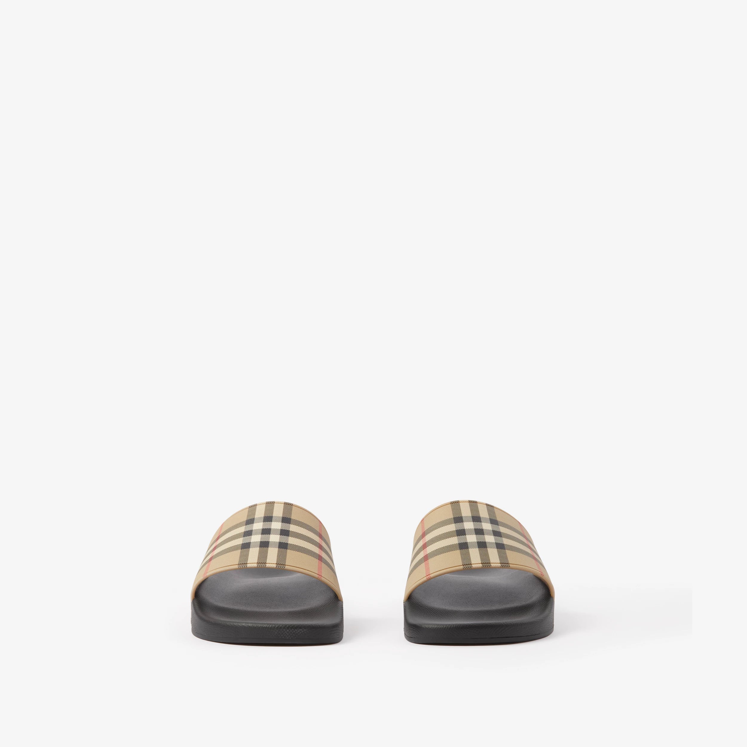 Burberry Furley Check Slides in Archive Beige
