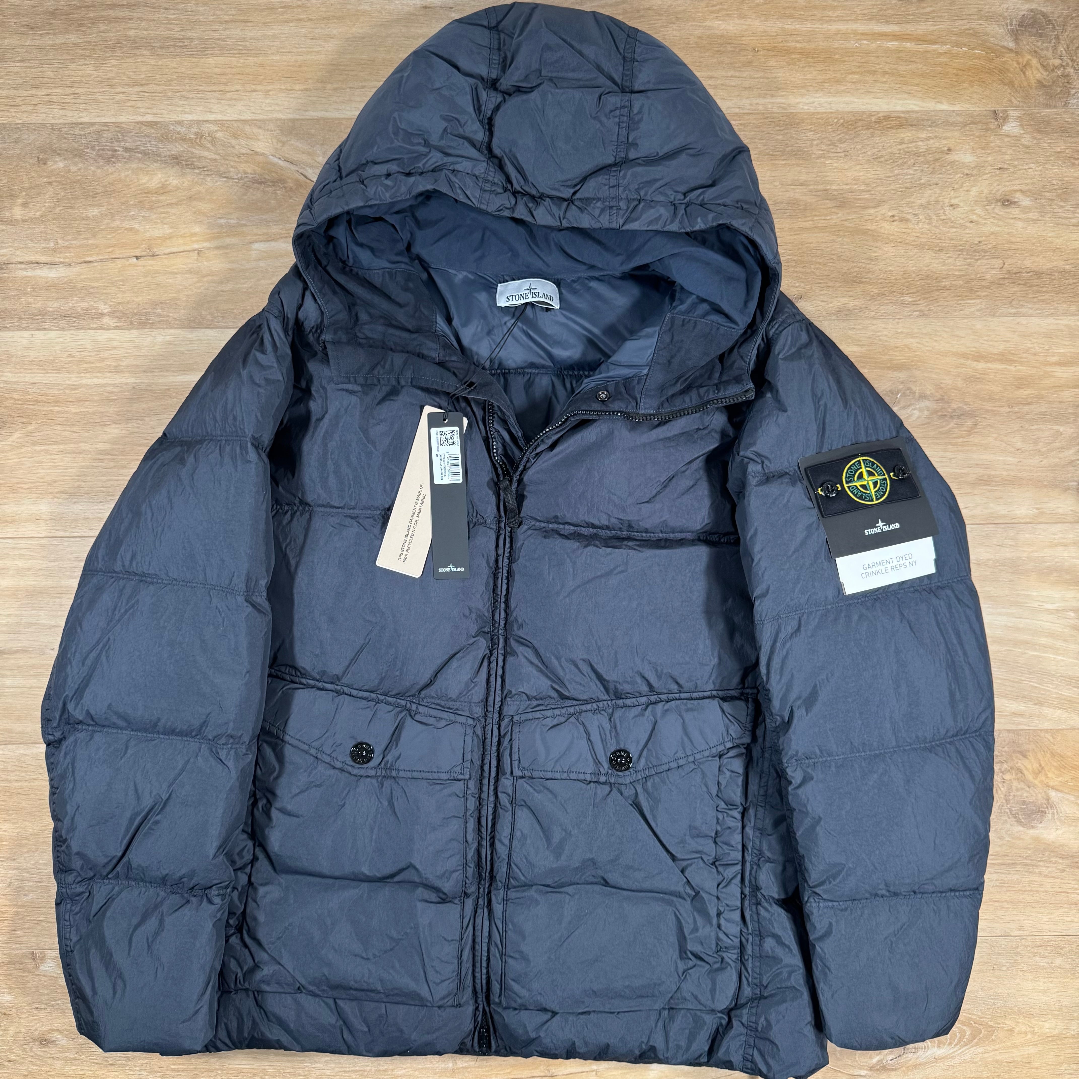 Stone Island Crinkle Reps NY Nylon Down Jacket in Navy – Label