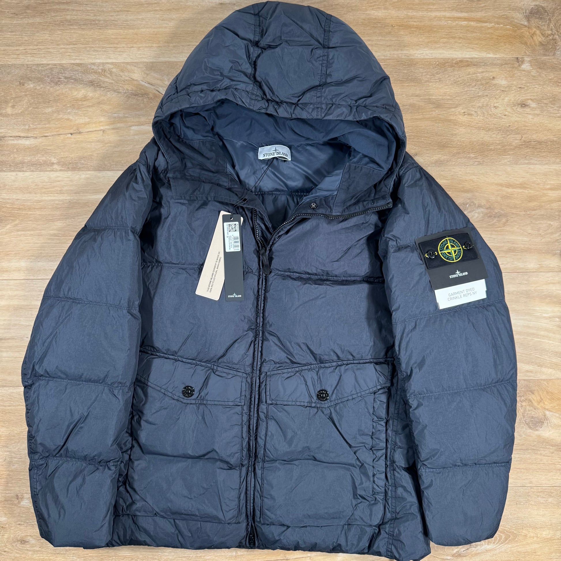 Recycled Nylon Stone Island Nylon Jacket Blue Stone Island Crinkle