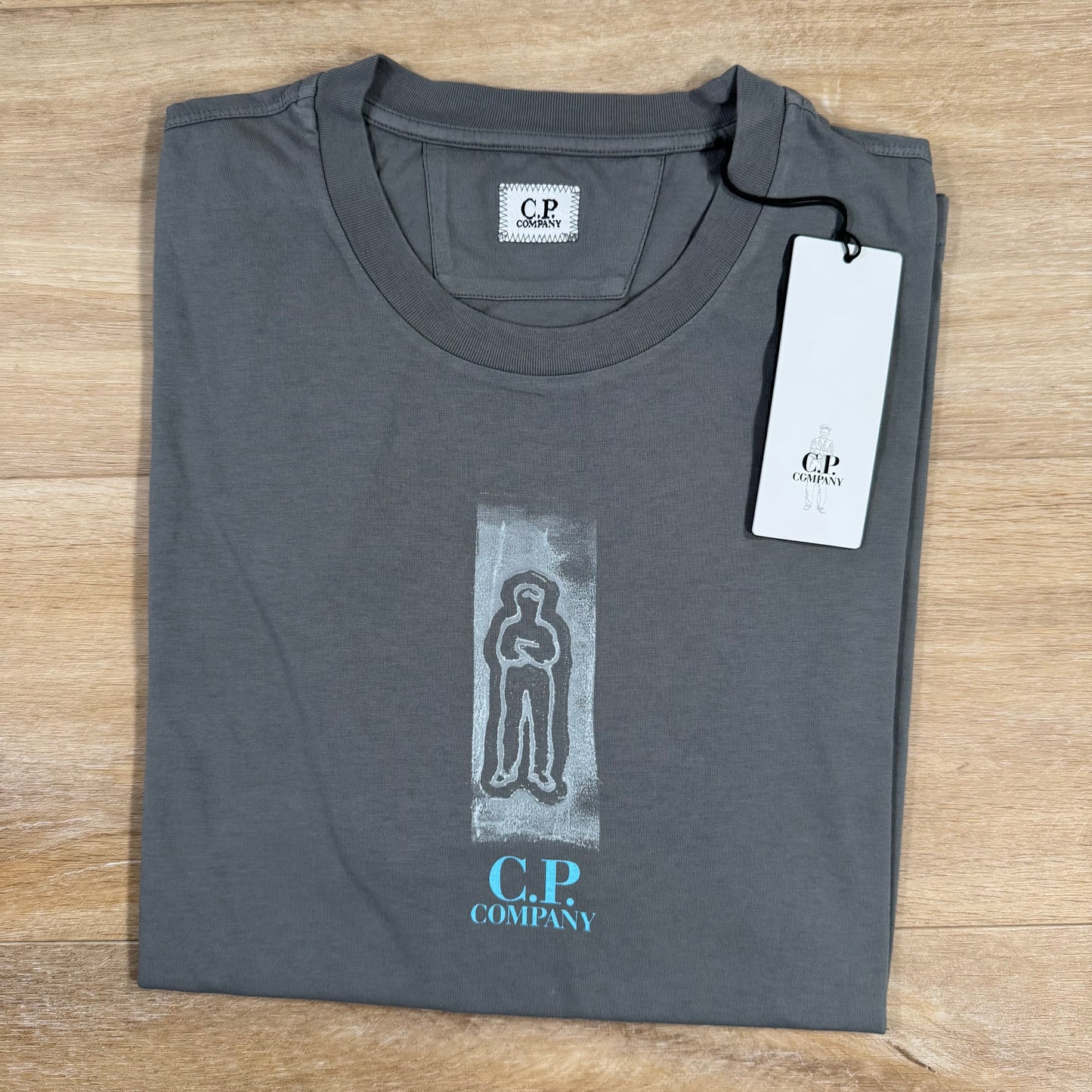 C.P. Company 24/1 Front and Back Logo T-Shirt in Smoked Pearl