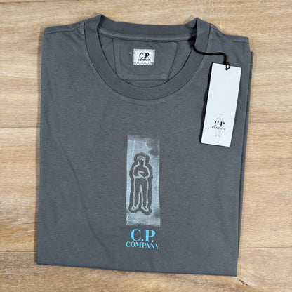 C.P. Company 24/1 Front and Back Logo T-Shirt in Smoked Pearl