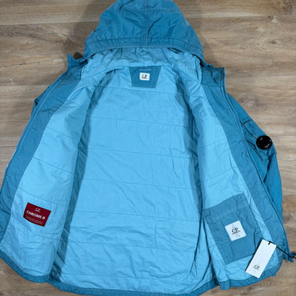 C.P. Company Chrome-R Hooded Zipped Lens Overshirt in Aegean Blue