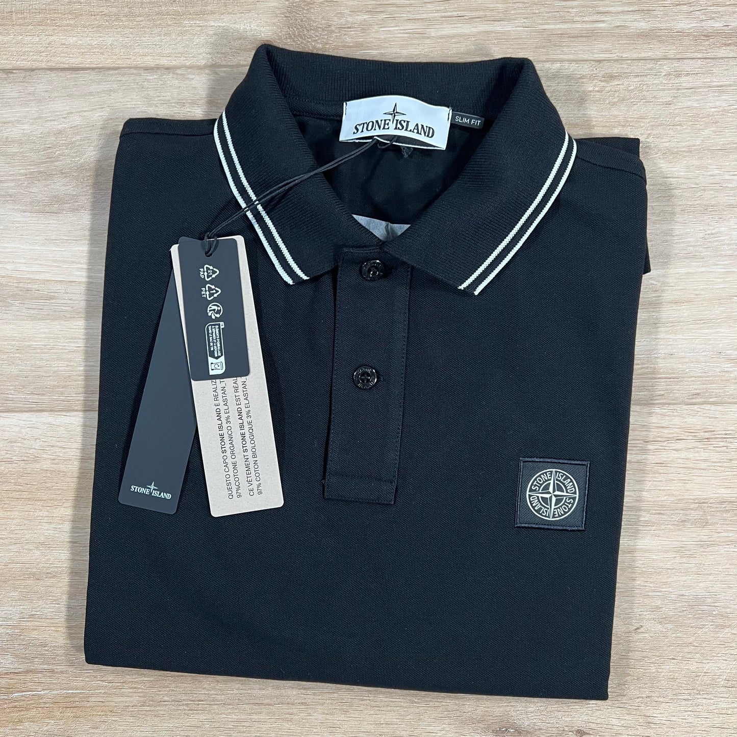 Stone Island Patch Logo Polo Shirt in Black