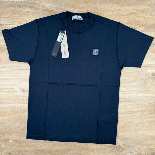 Stone Island Patch Logo Cotton T-Shirt in Navy