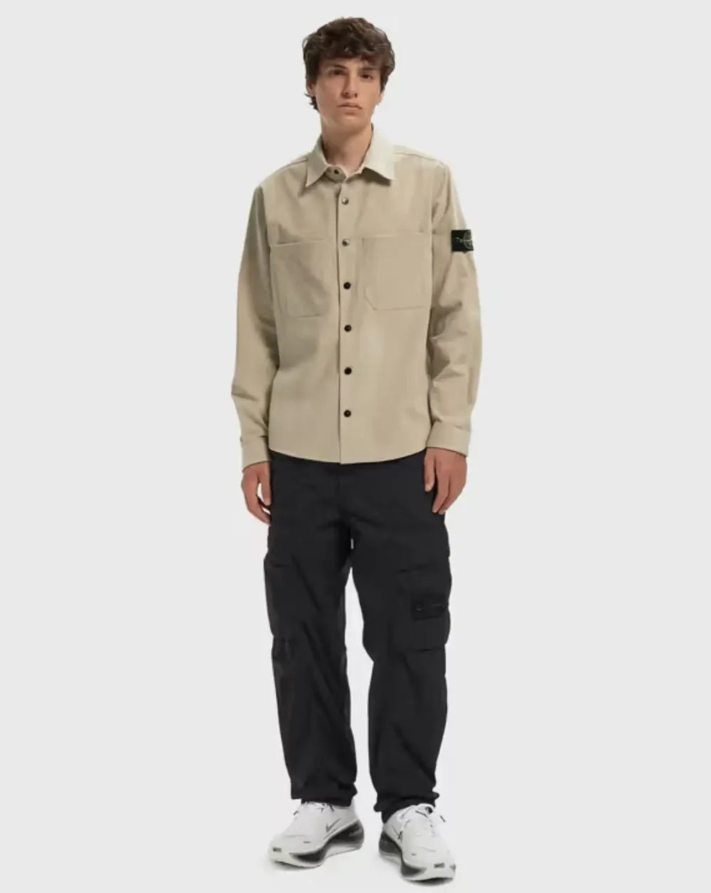Stone Island Cotton Micro Corduroy Overshirt in Sand