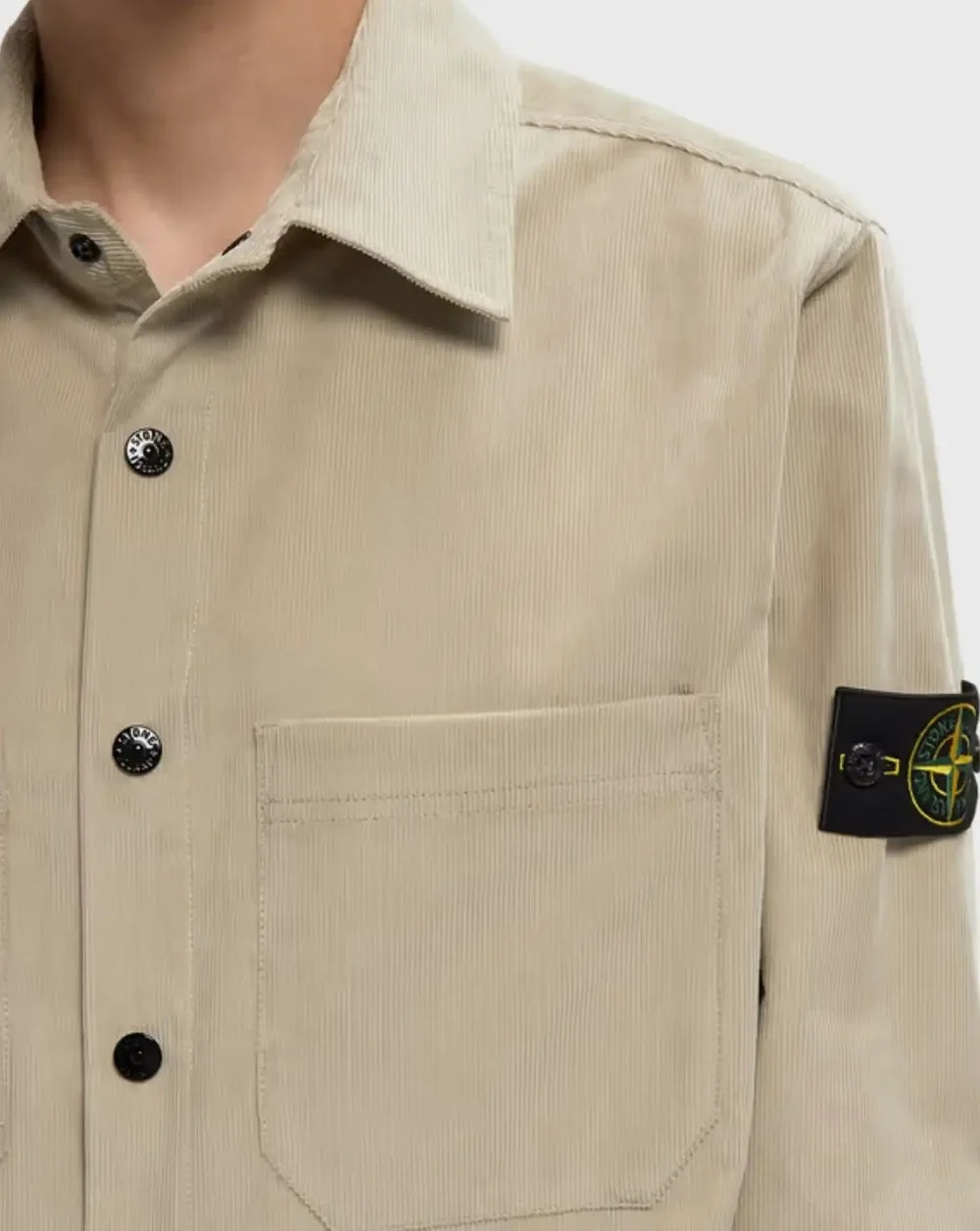 Stone Island Cotton Micro Corduroy Overshirt in Sand