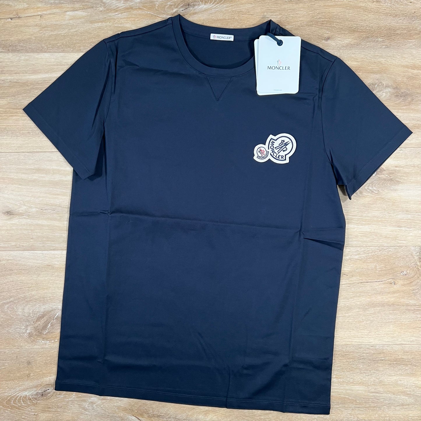 Moncler Double Logo T-Shirt in Navy