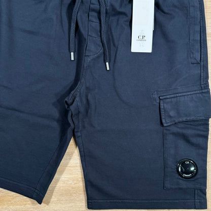 C.P. Company Light Fleece Cargo Lens Shorts in Navy