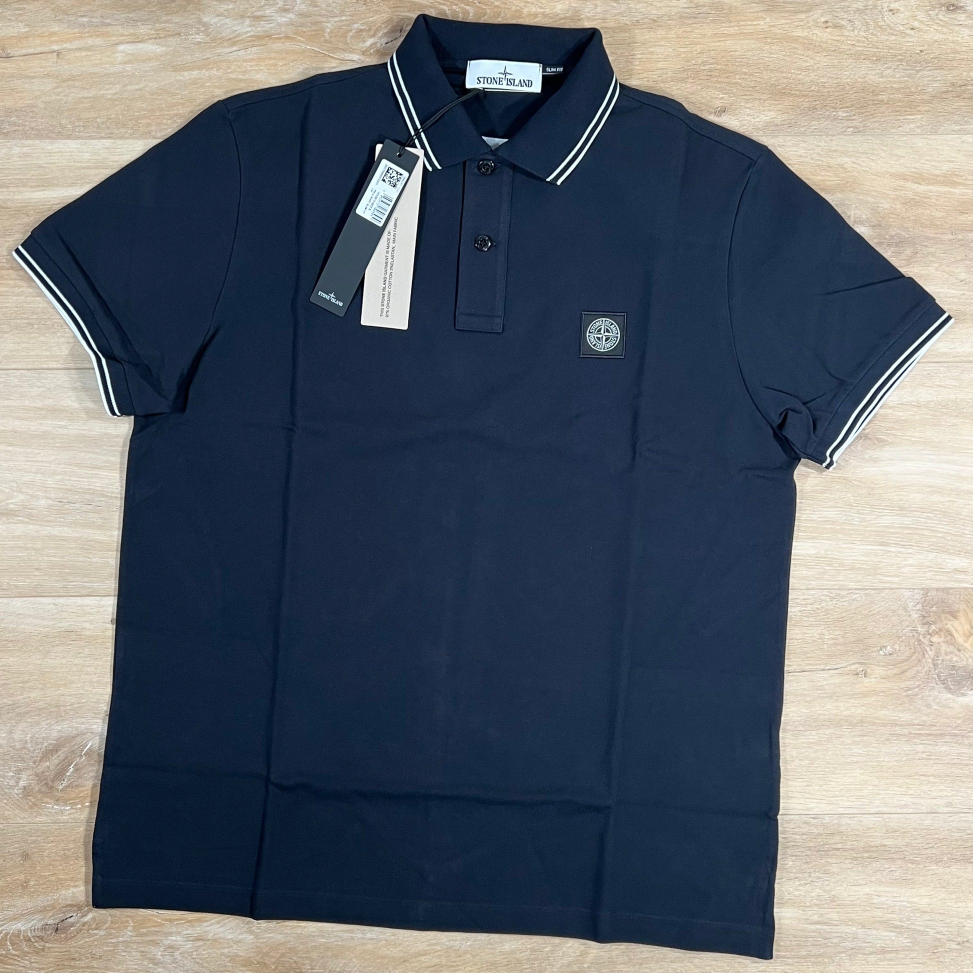 Stone Island Organic Cotton Pique Polo Shirt in Navy – Label Menswear