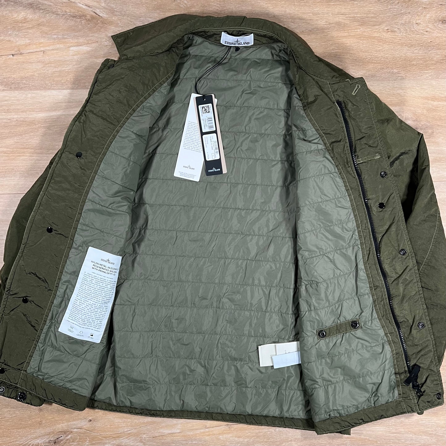 Stone Island Nylon Metal Padded Overshirt in Olive